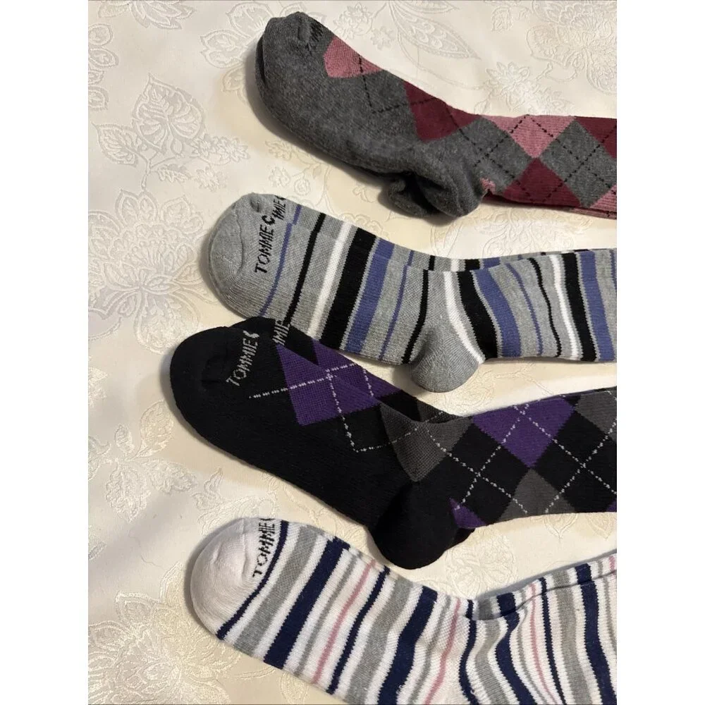 Tommie Copper 4 Pack SnugStay Knee High Compression Socks Argyle Stripe 7-9.5